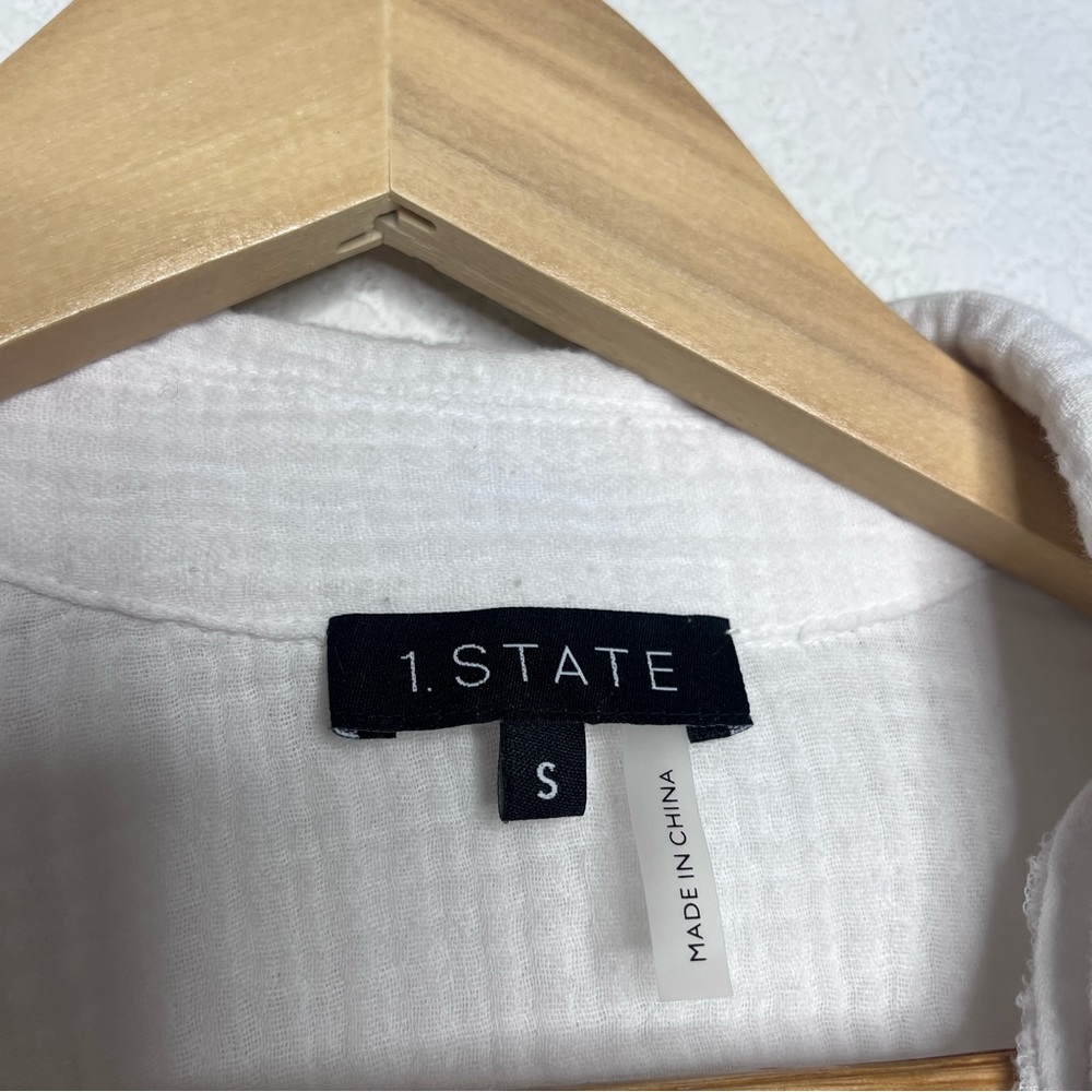 1.STATE White Tie-Front Button Up Gauzy Top - Picture 5 of 8